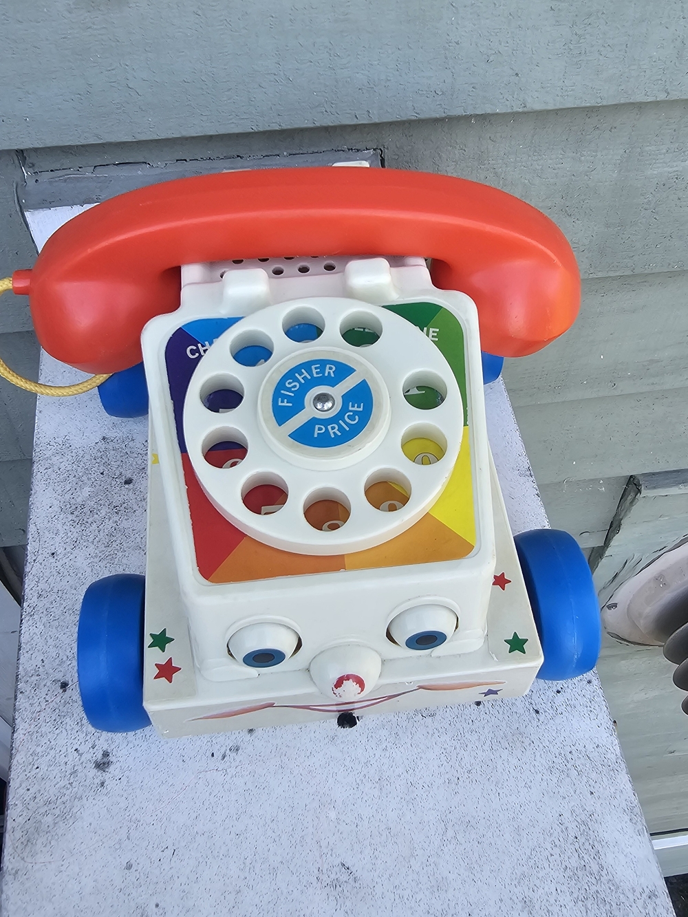 Fisher-Price Classic Pull-Along Rotary Phone Toy - White, Red, Blue